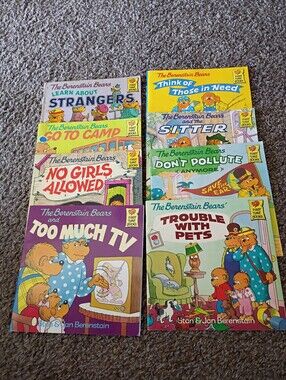 1980s-1990s Set Of 8, Berenstain Bears First Time Books, Soft Cover, Children's